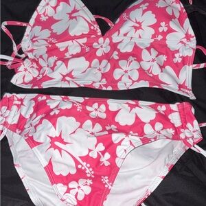 Pink & White Floral Bikini Set
